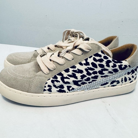 Customized Rhinestone Gray Leopard Platform Sneakers..Bling, Bling! - Picture 3 of 17